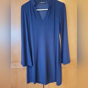 Komarov Royal Blue Long-Bell Sleeve A-Line Dress
